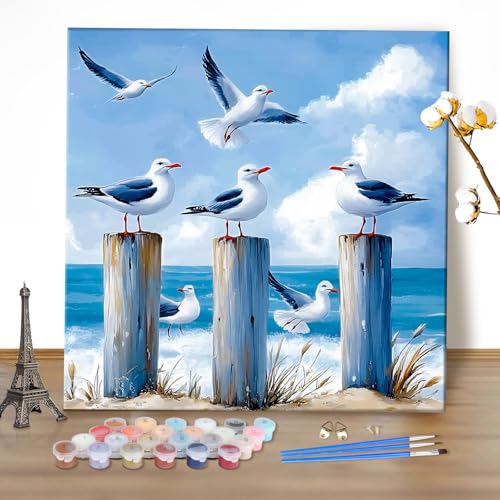 MEIYUDA Malen Nach Zahlen Erwachsene Tier, Möwen Paint by Numbers Bastelset Malen Nach Zahlen, DIY Set mit Pinseln und Acrylfarben Handgemalt Ölgemälde Leinwand für Home Décor 40x40cm(Ohne Rahmen) MEIYUDA Malen Nach Zahlen Erwachsene Tier, Möwen Paint by Numbers Bastelset Malen Nach Zahlen, DIY Set mit Pinseln und Acrylfarben Handgemalt Ölgemälde Leinwand für Home Décor 40x40cm(Ohne Rahmen) von MEIYUDA