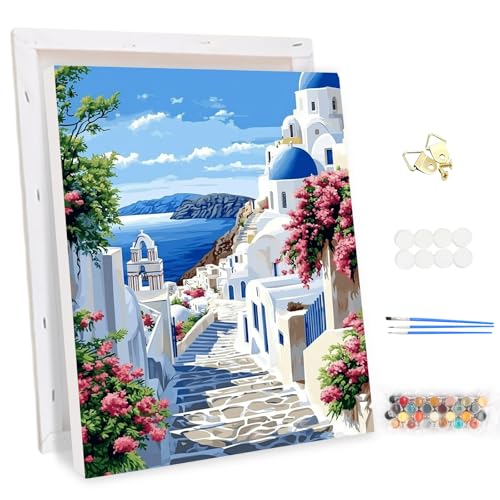 MEIYUDA Malen Nach Zahlen Erwachsene mit Rahmen, DIY Set Erwachsene Landschaft Bastelset, DIY Handgemalt öLgemäLde Kit Als Geschenk und Home Haus Deko 30x40cm von MEIYUDA