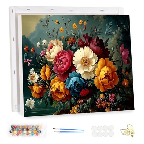 MEIYUDA Malen Nach Zahlen Erwachsene mit Rahmen, Diy Set Erwachsene Retro Blumen Bastelset, 3 Pinsels Und Acrylfarbe Diy Handgemalt öLgemäLde Kit Als Geschenk und Home Haus Deko 40x30cm MEIYUDA Malen Nach Zahlen Erwachsene mit Rahmen, Diy Set Erwachsene Retro Blumen Bastelset, 3 Pinsels Und Acrylfarbe Diy Handgemalt öLgemäLde Kit Als Geschenk und Home Haus Deko 40x30cm von MEIYUDA