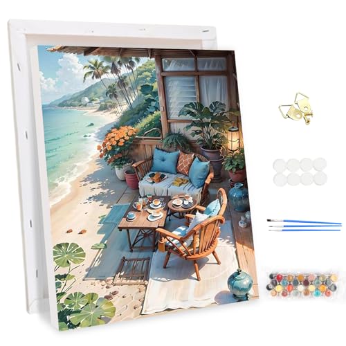 MEIYUDA Malen Nach Zahlen Erwachsene mit Rahmen Blick aufs Meer, DIY Set Handgemalt Ölgemälde Kit für Anfänger und Erwachsene Mit 3 Pinseln und Acrylfarbe, Geschenke und Home Haus Deko 30x40cm MEIYUDA Malen Nach Zahlen Erwachsene mit Rahmen Blick aufs Meer, DIY Set Handgemalt Ölgemälde Kit für Anfänger und Erwachsene Mit 3 Pinseln und Acrylfarbe, Geschenke und Home Haus Deko 30x40cm von MEIYUDA