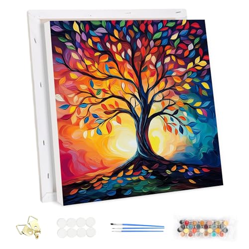 MEIYUDA Malen Nach Zahlen Erwachsene mit Rahmen Bunter Baum des Lebens, DIY Digitales Ölgemälde-Set auf Leinwand Pinseln und Acrylpigment Bastelset, Artwork für Heimdekoration 30x30cm(Geschenk-Box) MEIYUDA Malen Nach Zahlen Erwachsene mit Rahmen Bunter Baum des Lebens, DIY Digitales Ölgemälde-Set auf Leinwand Pinseln und Acrylpigment Bastelset, Artwork für Heimdekoration 30x30cm(Geschenk-Box) von MEIYUDA