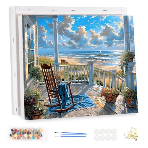 MEIYUDA Malen Nach Zahlen Erwachsene mit Rahmen Landschaft, Strand Paint by Numbers Malen Nach Zahlen, DIY Set mit Pinseln und Acrylfarben Handgemalt Ölgemälde Leinwand für Home Décor 40x30cm MEIYUDA Malen Nach Zahlen Erwachsene mit Rahmen Landschaft, Strand Paint by Numbers Malen Nach Zahlen, DIY Set mit Pinseln und Acrylfarben Handgemalt Ölgemälde Leinwand für Home Décor 40x30cm von MEIYUDA