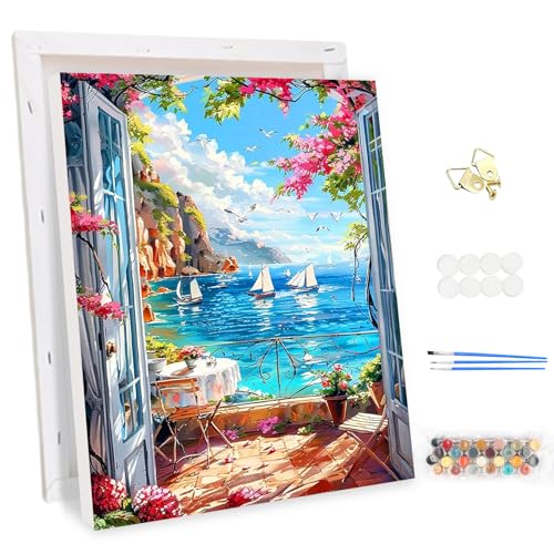 MEIYUDA Malen Nach Zahlen Erwachsene mit Rahmen Landschaft am Meer, DIY Digitales Ölgemälde-Set auf Leinwand mit Pinseln und Acrylpigment Bastelset, Artwork für Heimdekoration Geschenk 30x40cm MEIYUDA Malen Nach Zahlen Erwachsene mit Rahmen Landschaft am Meer, DIY Digitales Ölgemälde-Set auf Leinwand mit Pinseln und Acrylpigment Bastelset, Artwork für Heimdekoration Geschenk 30x40cm von MEIYUDA