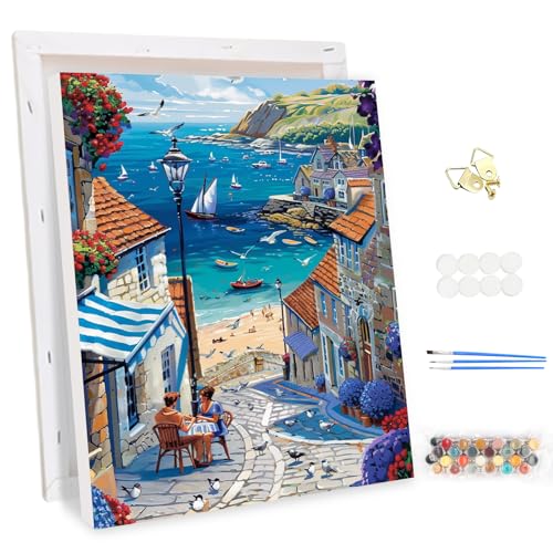 MEIYUDA Malen Nach Zahlen Erwachsene mit Rahmen Landschaft am Meer, DIY Digitales Ölgemälde-Set auf Leinwand mit Pinseln und Acrylpigment Bastelset, Malen Nach Zahlen Heimdekoration Geschenk 30x40cm MEIYUDA Malen Nach Zahlen Erwachsene mit Rahmen Landschaft am Meer, DIY Digitales Ölgemälde-Set auf Leinwand mit Pinseln und Acrylpigment Bastelset, Malen Nach Zahlen Heimdekoration Geschenk 30x40cm von MEIYUDA