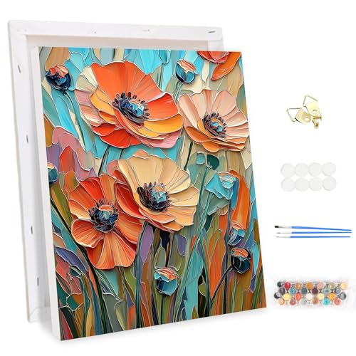 MEIYUDA Malen Nach Zahlen Erwachsene mit Rahmen Moderne Impressionistische Blumen, DIY Set Handgemalt Ölgemälde Kit für Anfänger und Erwachsene Malen Nach Zahlen, Home Haus Deko 30x40cm(Geschenk-Box) von MEIYUDA