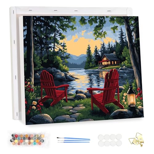 MEIYUDA Malen Nach Zahlen Erwachsene mit Rahmen See, DIY Set Handgemalt Ölgemälde Kit für Anfänger und Erwachsene Mit 3 Pinseln und Acrylfarbe, Geschenke und Home Haus Deko 40x30cm MEIYUDA Malen Nach Zahlen Erwachsene mit Rahmen See, DIY Set Handgemalt Ölgemälde Kit für Anfänger und Erwachsene Mit 3 Pinseln und Acrylfarbe, Geschenke und Home Haus Deko 40x30cm von MEIYUDA