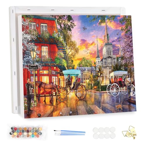 MEIYUDA Malen Nach Zahlen Erwachsene mit Rahmen Sonnenuntergang in New Orleans, DIY Malen Nach Zahlen Kit für Anfänger und Erwachsene Mit 3 Pinseln und Acrylfarbe, Geschenke und Home Haus Deko 40x30cm MEIYUDA Malen Nach Zahlen Erwachsene mit Rahmen Sonnenuntergang in New Orleans, DIY Malen Nach Zahlen Kit für Anfänger und Erwachsene Mit 3 Pinseln und Acrylfarbe, Geschenke und Home Haus Deko 40x30cm von MEIYUDA
