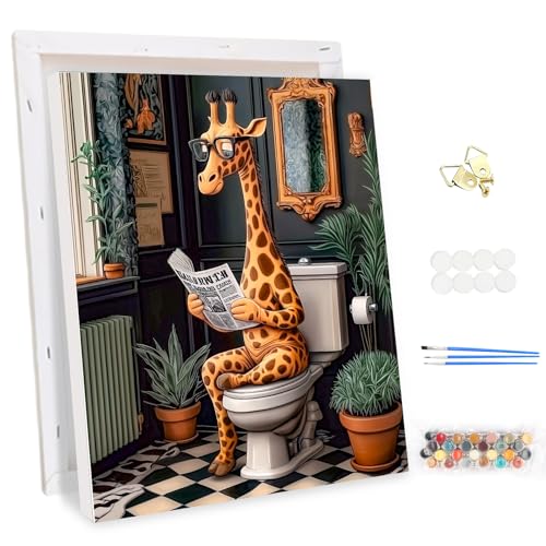 MEIYUDA Malen Nach Zahlen Erwachsene mit Rahmen Süße Giraffe auf der Toilette, DIY Digitales Ölgemälde-Set auf Leinwand, Artwork für Heimdekoration Geschenk 30x40cm MEIYUDA Malen Nach Zahlen Erwachsene mit Rahmen Süße Giraffe auf der Toilette, DIY Digitales Ölgemälde-Set auf Leinwand, Artwork für Heimdekoration Geschenk 30x40cm von MEIYUDA