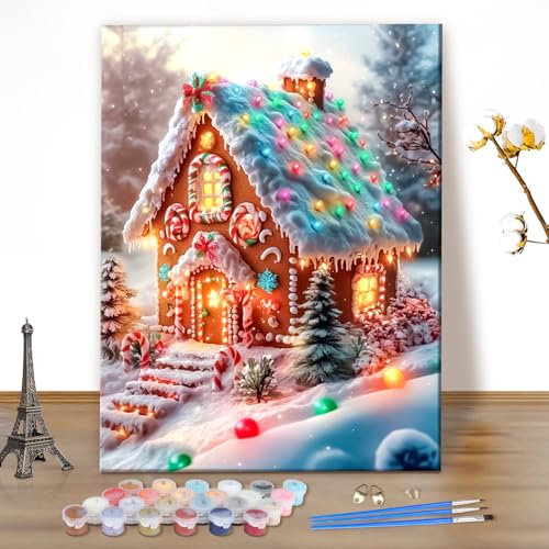 MEIYUDA Weihnachten Malen Nach Zahlen Erwachsene, Lebkuchenhaus Diy Set Erwachsene Bastelset, 3 Pinsels Und Acrylfarbe Diy Handgemalt öLgemäLde Kit Als Geschenk und Home Haus Deko 40x50cm(Ohne Rahmen) MEIYUDA Weihnachten Malen Nach Zahlen Erwachsene, Lebkuchenhaus Diy Set Erwachsene Bastelset, 3 Pinsels Und Acrylfarbe Diy Handgemalt öLgemäLde Kit Als Geschenk und Home Haus Deko 40x50cm(Ohne Rahmen) von MEIYUDA