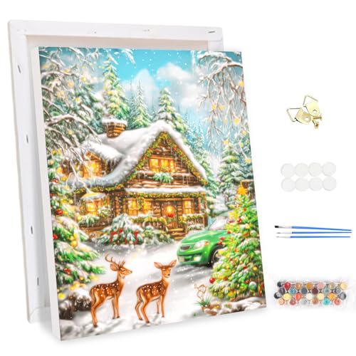 MEIYUDA Weihnachten Malen Nach Zahlen Erwachsene mit Rahmen, Diy Set Erwachsene Winter Bastelset, 3 Pinsels Und Acrylfarbe Diy Handgemalt öLgemäLde Kit Als Geschenk und Home Haus Deko 25x35cm MEIYUDA Weihnachten Malen Nach Zahlen Erwachsene mit Rahmen, Diy Set Erwachsene Winter Bastelset, 3 Pinsels Und Acrylfarbe Diy Handgemalt öLgemäLde Kit Als Geschenk und Home Haus Deko 25x35cm von MEIYUDA