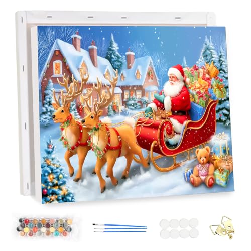 MEIYUDA Weihnachten Malen Nach Zahlen Erwachsene mit Rahmen, Weihnachtsmann DIY Set Handgemalt Ölgemälde Kit für Anfänger und Erwachsene Mit 3 Pinseln Acrylfarbe, Geschenke und Home Haus Deko 35x25cm MEIYUDA Weihnachten Malen Nach Zahlen Erwachsene mit Rahmen, Weihnachtsmann DIY Set Handgemalt Ölgemälde Kit für Anfänger und Erwachsene Mit 3 Pinseln Acrylfarbe, Geschenke und Home Haus Deko 35x25cm von MEIYUDA