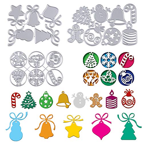 3 Set Weihnachten Grußkarten Stanzbögen Stanzschablone Prägeschablone Silber Stanzformen Stanze für DIY Weihnachten Anhänger Scrapbooking Basteln Fotopapier Journaling Cutting Dies von MEJOSER