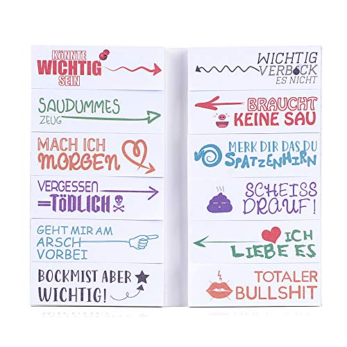 600 Blätter Lustige Haftnotizen (12 x 50 Blatt) - Bunte Klebezettel für Studenten - als Büro Gadgets zum Markieren und Geschenk Idee von MEJOSER