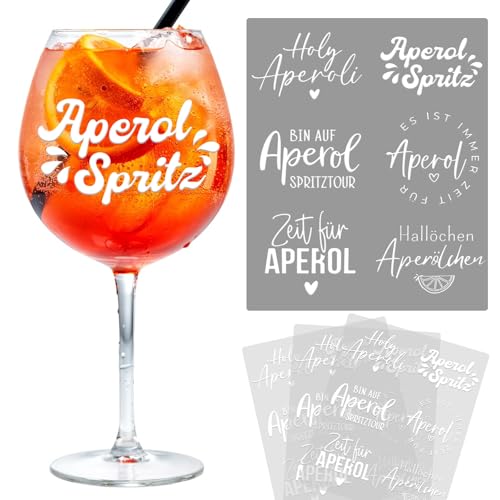MEJOSER 18 Stück Aperol Deko Aufkleber für Glas Rub On Sticker Aperoli Sprüche Geschenk Transferaufkleber Folie Transferfolie für Gläser Tassen Geburtstag Geschenke Sommer Karneval von MEJOSER