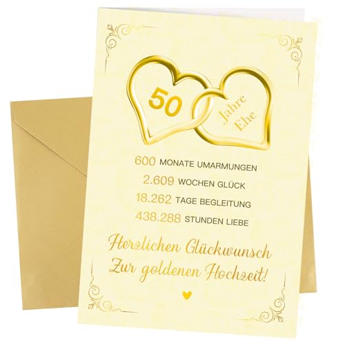 MEJOSER 18x12cm Goldene Hochzeit Karte Geschenke mit Umschlag 50 Goldhochzeit Klappkarte Geschenk für Frauen Männer Eltern MEJOSER 18x12cm Goldene Hochzeit Karte Geschenke mit Umschlag 50 Goldhochzeit Klappkarte Geschenk für Frauen Männer Eltern von MEJOSER