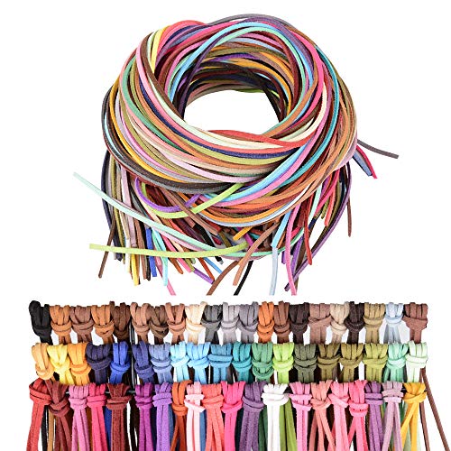 1m*3mm*60 Farbe PU Lederband Faux Wildleder Schnur Veloursleder Band Faden künstlicher Lederband für Schmuck Armband Halskette Schlüsselanhänger Basteln DIY Handwerk Selbstgemacht von MEJOSER