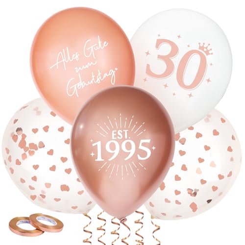 MEJOSER 24 Stück Deko 30 Geburtstag Frauen Luftballons Rosagold Ballons Latex Geburtstagsdeko 30 Rosegold 1995 Happy Birthday Alles Gute zum Geburtstag Party 30er Frau (30) von MEJOSER