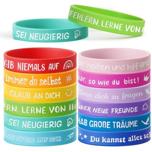 MEJOSER 24 Stück Motivationsarmbänder Kinder auf Deutsch 18cm Silikonarmband Mitgebsel Mitbringsel Kindergeburtstag Mutmacher Geschenk für Einschulung Schulkind Abschiedsgeschenk MEJOSER 24 Stück Motivationsarmbänder Kinder auf Deutsch 18cm Silikonarmband Mitgebsel Mitbringsel Kindergeburtstag Mutmacher Geschenk für Einschulung Schulkind Abschiedsgeschenk von MEJOSER