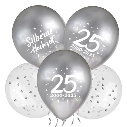 MEJOSER 24 Stück Silberhochzeit Deko 2025 Luftballons Silberne Hochzeit Metallic Ballons 12" Latex 25. Jahrestag Jubiläum Geschenke Party Zahl 25 Frauen Männer MEJOSER 24 Stück Silberhochzeit Deko 2025 Luftballons Silberne Hochzeit Metallic Ballons 12" Latex 25. Jahrestag Jubiläum Geschenke Party Zahl 25 Frauen Männer von MEJOSER