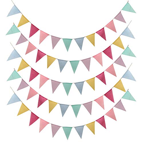 MEJOSER 5 Stück Wimpelkette Wimpel Banner Wimpel Girlande draußen Outdoor Dekoration für Hochzeit Party Weihnachten Geburtstagsfeier (ca. 4.2m pro Kette) von MEJOSER