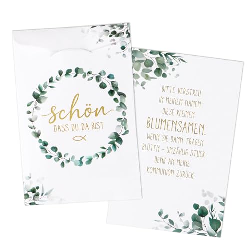 MEJOSER 50 Stück Samentütchen Gastgeschenk Kommunion Samentüten Klein Tüten Papiertüten Geschenktüten Blumensamen (nicht inkl.) Geschenke für Gäste Deko Tischdeko von MEJOSER
