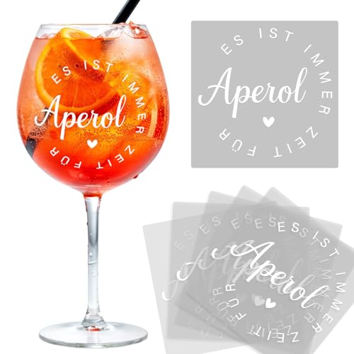 MEJOSER 6 Stück Rub On Sticker Aperol Deko Geschenk Transferaufkleber Folie Sprüche Aufkleber für Gläser Tassen Aperoli Geburtstag Geschenke Sommer von MEJOSER