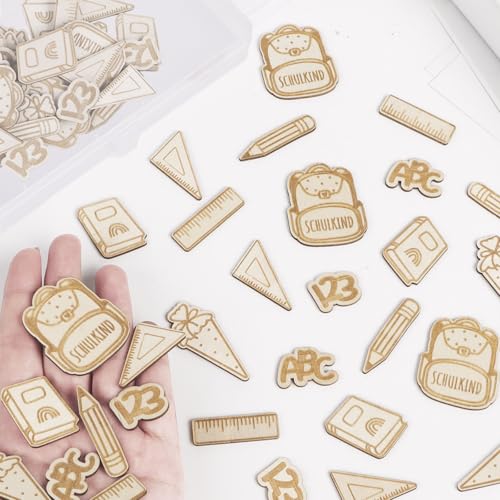 MEJOSER 80 Stück Einschulung Deko Holz Konfetti Schulkind Schulanfang Streudeko Tischdeko Inkl. Box Schuleinführung Schulstart DIY Geschenke für Junge Mädchen MEJOSER 80 Stück Einschulung Deko Holz Konfetti Schulkind Schulanfang Streudeko Tischdeko Inkl. Box Schuleinführung Schulstart DIY Geschenke für Junge Mädchen von MEJOSER