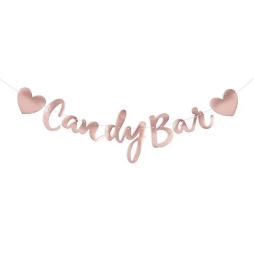 MEJOSER Candy Bar Banner Girlande Papier Girlande in Rosegold Metallic Candy Bar Zubehör Wimpelkette Dekoration für Hochzeit Geburtstag Party JGA Party Feier Weihnachtsfest Candy Bar Schritzug von MEJOSER