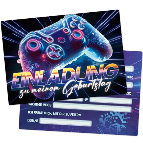 MEJOSER 15 x Einladungskarten Kindergeburtstag Junge Mädchen - A6 Gaming Geburtstag Einladung, Geburtstagseinladungen Jungs Mädchen, Einladungen Spiel Party Kinder von MEJOSER