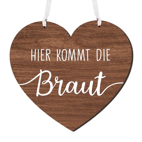 MEJOSER Hochzeit Schild Holz 22cm Hier Kommt die Braut Herz Hochzeitsdeko Trauung Deko Hochzeitsschild für Blumenmädchen Blumenkinder Brautjungfer Stuhl Wand Braut Team Braut JGA MEJOSER Hochzeit Schild Holz 22cm Hier Kommt die Braut Herz Hochzeitsdeko Trauung Deko Hochzeitsschild für Blumenmädchen Blumenkinder Brautjungfer Stuhl Wand Braut Team Braut JGA von MEJOSER