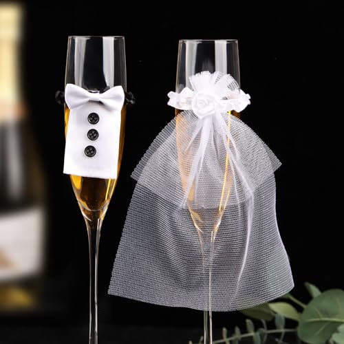 MEJOSER Hochzeitsdeko für Champagnerglas Sektglasüberzug Hochzeit Deko Mr & Mrs Glasdekoration Geschenke für Brautpaar Braut und Bräutigam Tischdeko JGA Verlobung Jubiläum Mini Kleid MEJOSER Hochzeitsdeko für Champagnerglas Sektglasüberzug Hochzeit Deko Mr & Mrs Glasdekoration Geschenke für Brautpaar Braut und Bräutigam Tischdeko JGA Verlobung Jubiläum Mini Kleid von MEJOSER