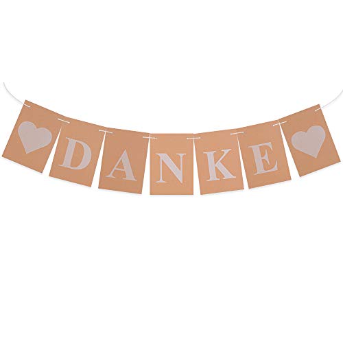 Vintage Girlande DANKE mit Herz Wimpel für Hochzeit-Shooting Dekoration für Geschenketischaus aus Kraft Papier Banner 3 Meter für Hochzeit Party Dekoration von MEJOSER