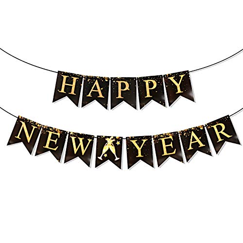 MEJOSER Silvester Girlande Neujahr Banner 2021 Happy New Year Deko Schwarz Gold für Party Dekorationen MEJOSER Silvester Girlande Neujahr Banner 2021 Happy New Year Deko Schwarz Gold für Party Dekorationen von MEJOSER