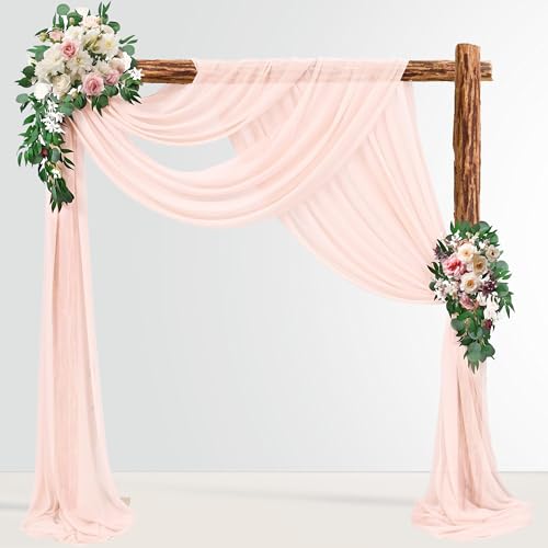 MEKOTRIN Hochzeitsbogen Drapierstoff, 28'' X 20ft Hochzeits Tüll Hintergrund Vorhang, Transparenter Hintergrund mit Schimmer für Bankette, Heimdekoration, Empfang, Deckenvorhänge, Bühne(2 Stück,Rosa) von MEKOTRIN