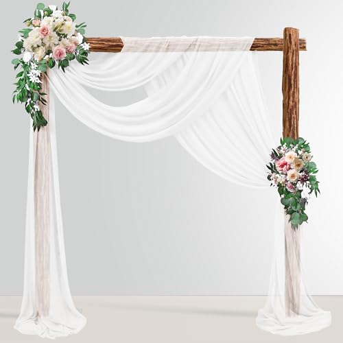 MEKOTRIN Hochzeitsbogen Drapierstoff, 28'' X 20ft Hochzeits Tüll Hintergrund Vorhang, Transparenter Hintergrund mit Schimmer für Bankette, Heimdekoration, Empfang, Deckenvorhänge, Bühne,(2 Stück,Weiß) MEKOTRIN Hochzeitsbogen Drapierstoff, 28'' X 20ft Hochzeits Tüll Hintergrund Vorhang, Transparenter Hintergrund mit Schimmer für Bankette, Heimdekoration, Empfang, Deckenvorhänge, Bühne,(2 Stück,Weiß) von MEKOTRIN