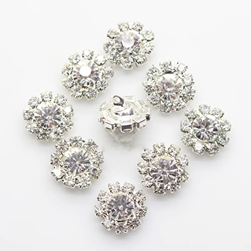 10 Stück 12 mm Silberfarbene Metall-Kristall-Strass-Knöpfe – perfekt für Kleidung, Nähen, Basteln und Dekorationen von MELITT