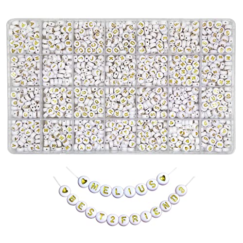 Melius Goldene Acryl-Buchstabenperlen, 4 x 7 mm, runde Alphabet-Perlen in Box mit 28 Fächern, für Schmuckherstellung, DIY-Armbänder, Halsketten, Schlüsselanhänger, Armbänder, 1450 Stück Melius Goldene Acryl-Buchstabenperlen, 4 x 7 mm, runde Alphabet-Perlen in Box mit 28 Fächern, für Schmuckherstellung, DIY-Armbänder, Halsketten, Schlüsselanhänger, Armbänder, 1450 Stück von MELIUS