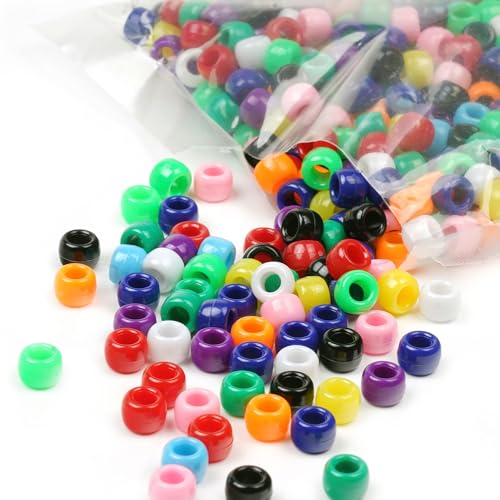 Melius Pony-Perlen, 9 mm, Acryl, bunte Pony-Perlen für Armbänder, Haarzöpfe, Schmuckherstellung (einfarbig, 1000 Stück) von MELIUS