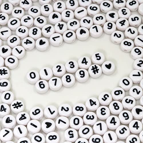 Melius Zahlenperlen aus Acryl für Schmuckherstellung, DIY-Halsketten, Schlüsselanhänger, Armbänder (10,2 x 17,8 cm, rund, weiß), 500 Stück von MELIUS