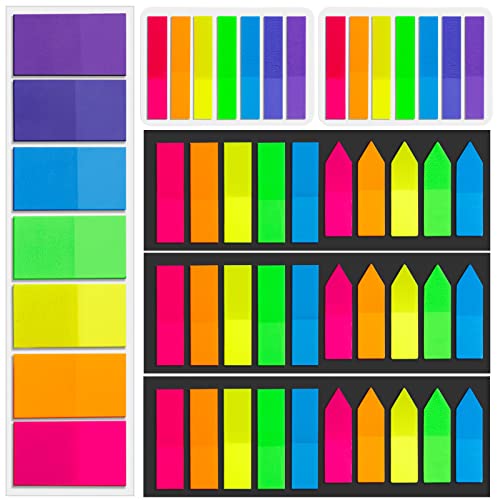 1020 Stück Haftnotizen Translucent Sticky Notes Plastik Index Tabs Bunt Notizzettel Fahnen Haftstreifen Page Marker Transparent Klebezettel Beschreibbar Haftmarker für Seitenmarkierung von MELLIEX