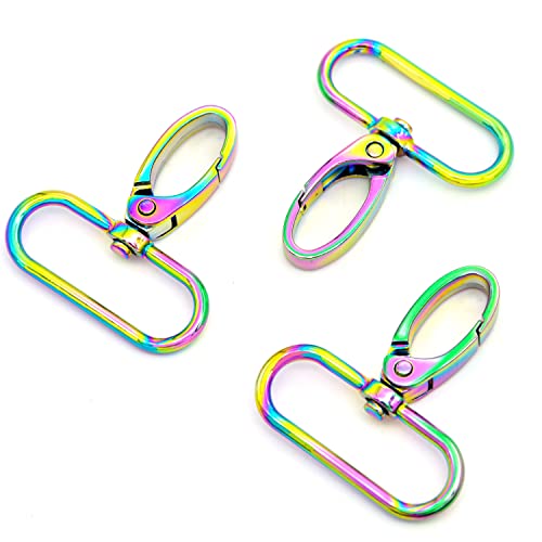 15 Stück ovale Ring-Karabinerverschlüsse mit Karabinerverschluss und Drehgelenk für Lederhandwerksbänder, Schlüsselbänder, Bänder 15 Stück ovale Ring-Karabinerverschlüsse mit Karabinerverschluss und Drehgelenk für Lederhandwerksbänder, Schlüsselbänder, Bänder von MELORDY