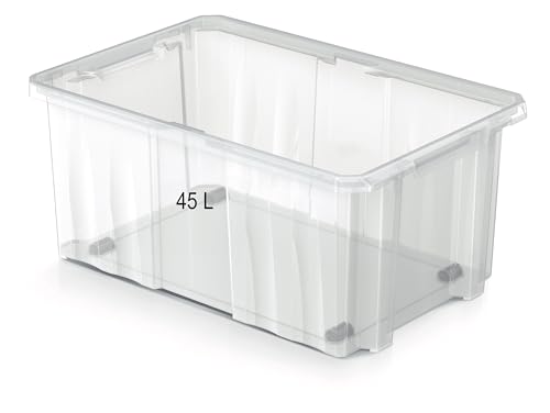 Aufbewahrungsbehälter Behälter Transparenter Organizer Sortierbox ohne Deckel (45L - Ohne Deckel) von MELTOM