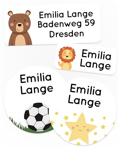melu kids® Namensaufkleber Set für Kinder im Kindergarten (100 Stück) Namensschilder für Kleidung & Gegenstände, Wasserfest und in verschiedenen Größen - weiß von MELU Kids