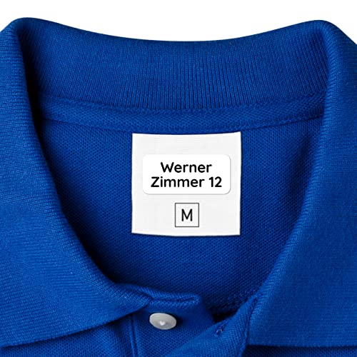 Wäscheetiketten für Pflegeheime & Altenheime (100 Stück, Weiß) - Namensschilder für Kleidung und Gegenstände sind waschmaschinenfest, Personalisiert zum Aufkleben von MELU Kids