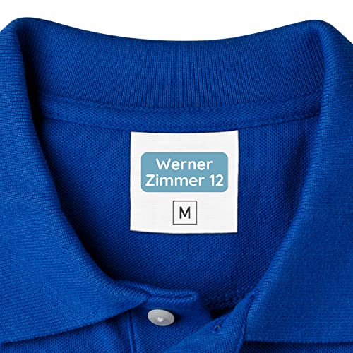 Wäscheetiketten für Pflegeheime & Altenheime (50 Stück, Blau) - Namensschilder für Kleidung und Gegenstände sind waschmaschinenfest, Personalisiert zum Aufkleben von MELU Kids