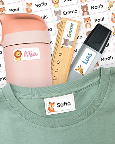 melu kids® Namensaufkleber für Kinder - Kleidung & Gegenstände (180 Stück) Kita/Schule - Namensschilder für Kleidung waschmaschinenfest und personalisiert (weiß) von MELU Kids