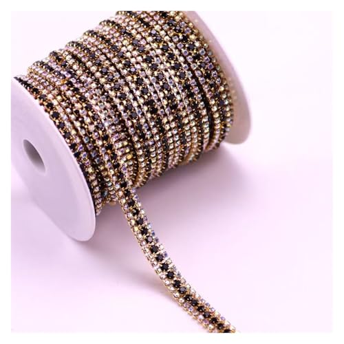Strass-Applikation, Kristall-Aufnäher, DIY, 3 Reihen, 1 Yard, Mode-Accessoires(Black) von MELY