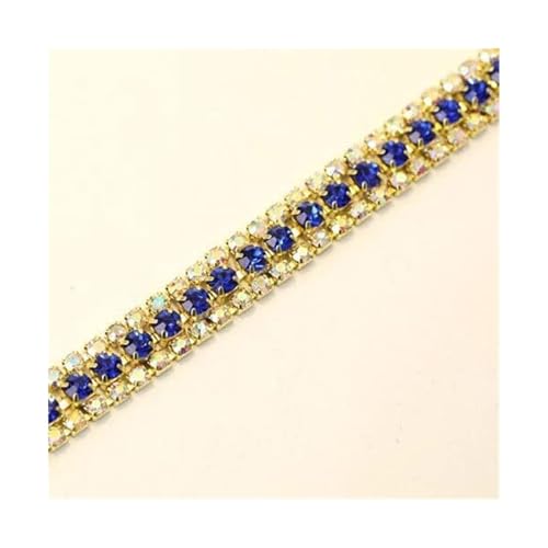 Strass-Applikation, Kristall-Aufnäher, DIY, 3 Reihen, 1 Yard, Mode-Accessoires(Blue) von MELY