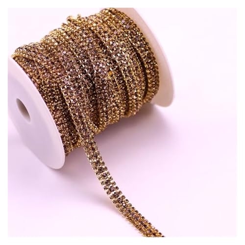 Strass-Applikation, Kristall-Aufnäher, DIY, 3 Reihen, 1 Yard, Mode-Accessoires(Gold) von MELY