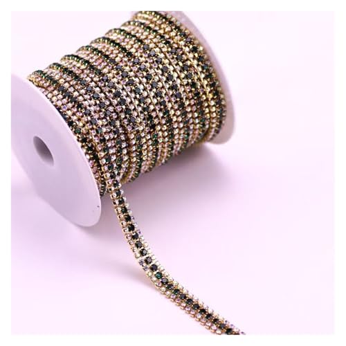 Strass-Applikation, Kristall-Aufnäher, DIY, 3 Reihen, 1 Yard, Mode-Accessoires(Green) von MELY